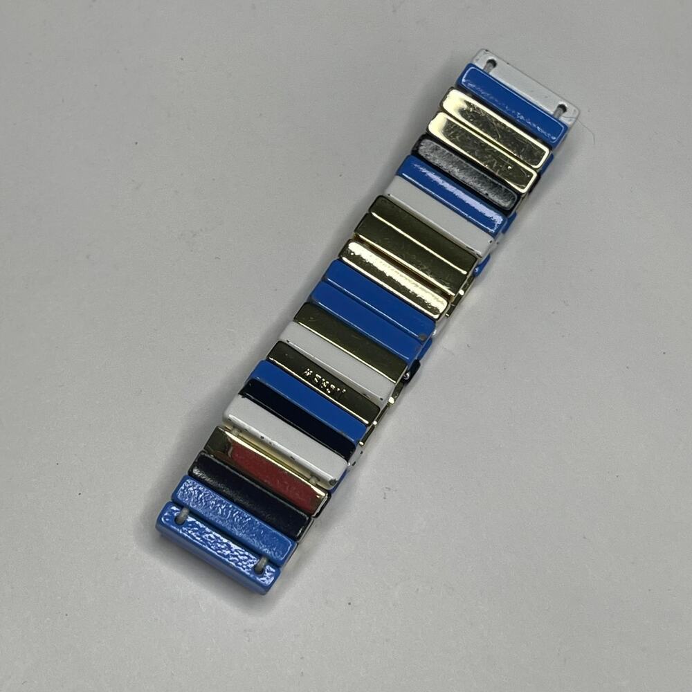 J. Crew JCREW bracelet blue black white silver tone signed costume jewelry - Picture 8 of 14